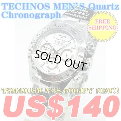 Photo1: TECHNOS MEN'S Chronograph QUARTZ WATCH TSM401SW ￥38,500JPY NEW!!