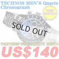 【FREE INTERNATIONAL SHIPPING】TECHNOS MEN'S Quartz Chronograph T4B73BN ￥55,000JPY NEW!!