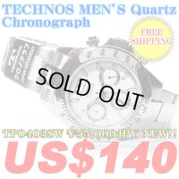 【FREE INTERNATIONAL SHIPPING】TECHNOS MEN'S Quartz Chronograph TP0403SW ￥55,000JPY NEW!!