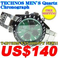 【FREE INTERNATIONAL SHIPPING】TECHNOS MEN'S Quartz Chronograph T4B73BM ￥55,000JPY NEW!!