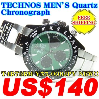 Photo1: 【FREE INTERNATIONAL SHIPPING】TECHNOS MEN'S Quartz Chronograph T4B73BM ￥55,000JPY NEW!!