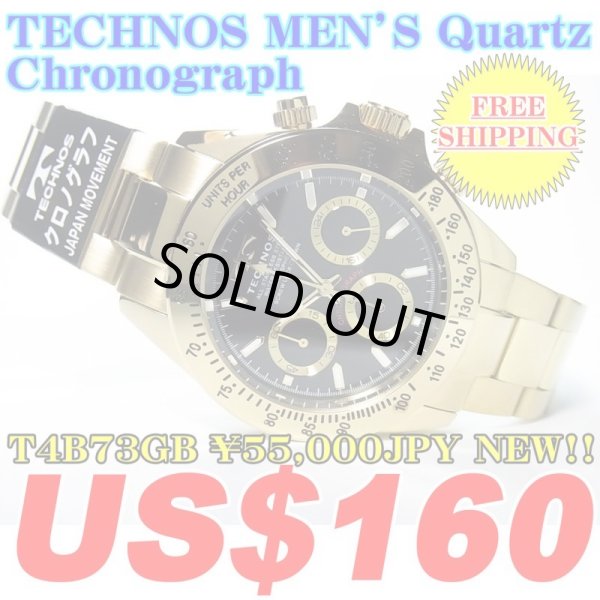 Photo1: TECHNOS MEN'S Chronograph Quartz WATCH T4B73GB ￥55,000JPY NEW!! (1)