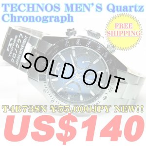 Photo: 【FREE INTERNATIONAL SHIPPING】TECHNOS MEN'S Quartz Chronograph T4B73SN ￥55,000JPY NEW!!